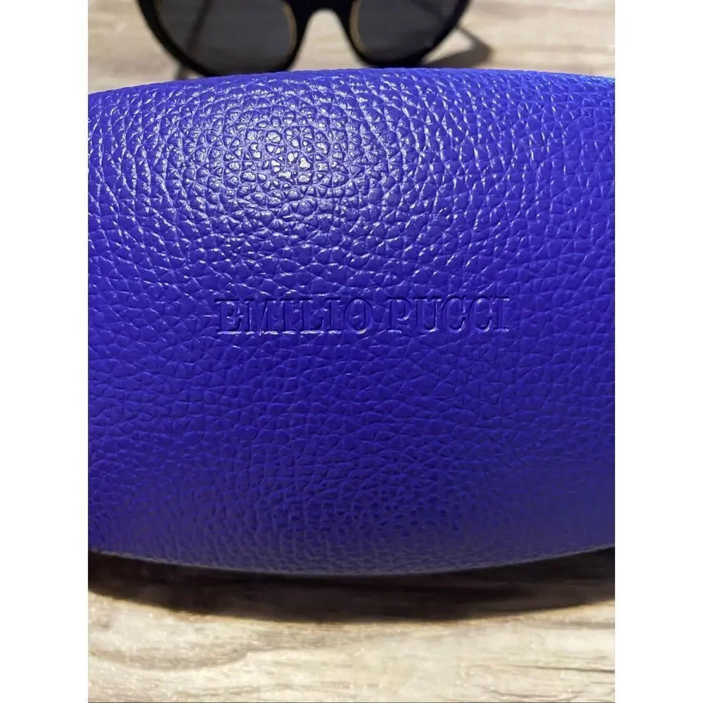 Emilio Pucci Black & Gold Cat Eye Round Sunglasses